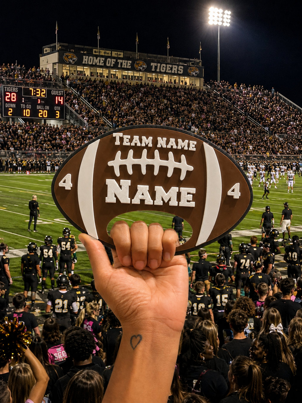 Personalized Football Fan Sign | Custom Football Game Day Prop | Team Spirit Sign | Football Mom | Custom Team Name Sign | Senior Night