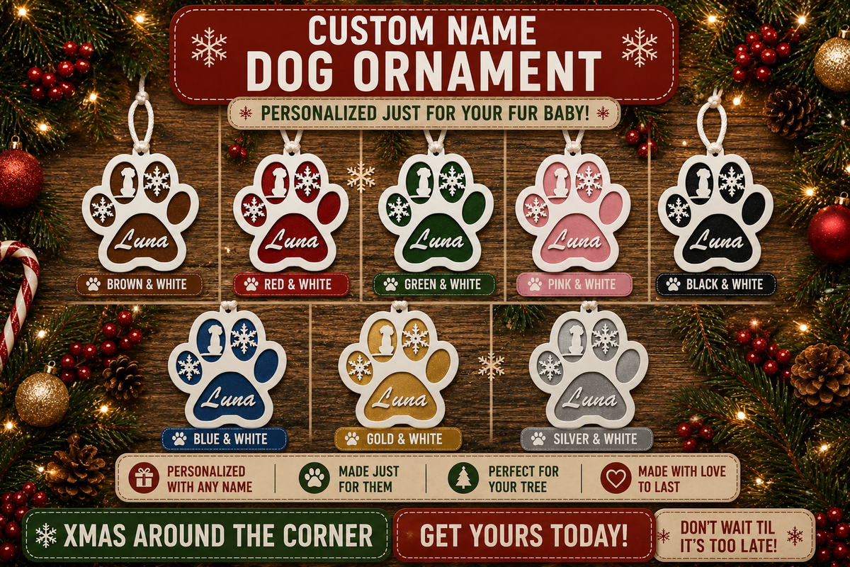 Personalized Dog Christmas Ornament | Custom Name Paw Ornament