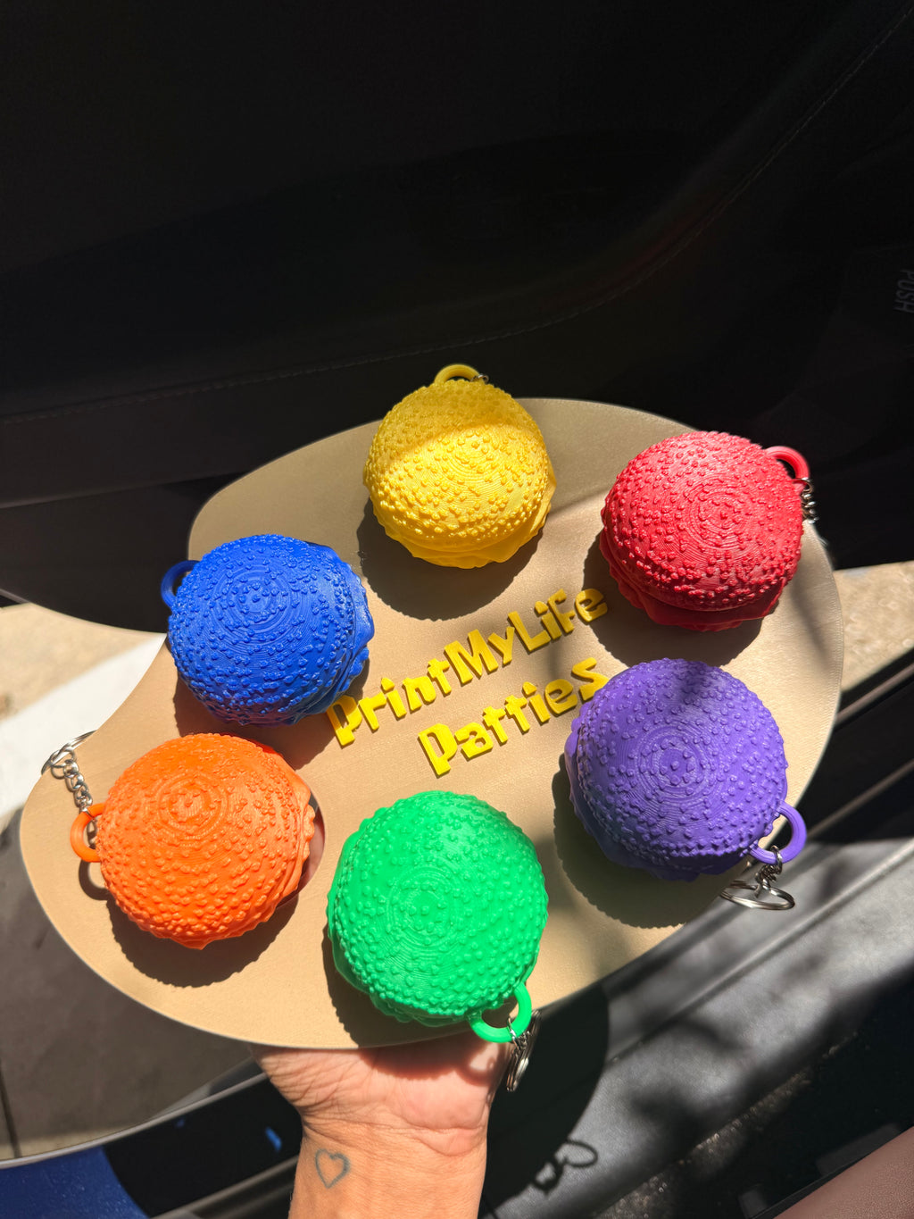 Pretty Patties Set of 6 | 3D Printed Sponge bob Inspired Burger Replica | Funny Novelty Gift | Collectible Desk Decor | Fan Gift